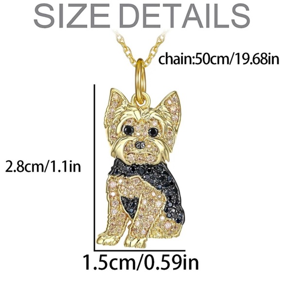 Exquisite Cute Royal Yorkie Dog Rhinestone Pendant Necklace - Picture 5 of 7